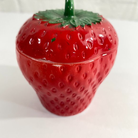 VINTAGE Hazel Atlas Milk Glass Strawberry Jam Jelly Jar With Lid Set of 2 - Picture 10 of 10